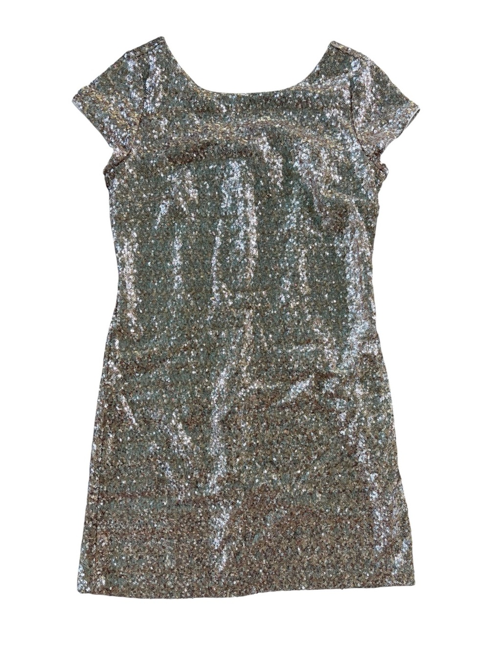 White House Black Market Gold Sequin Cap Sleeve Mini Dress